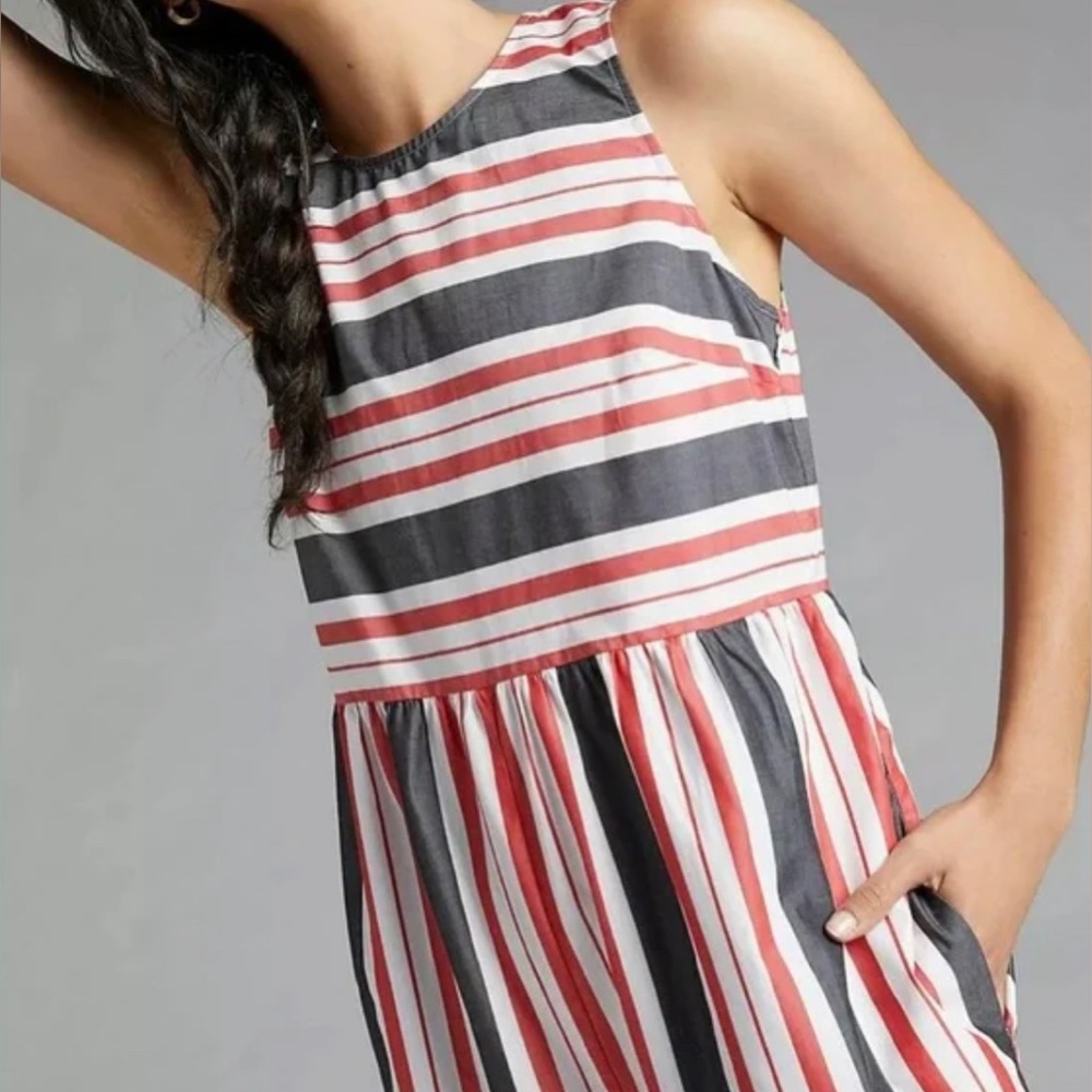 Anthropologie Maeve Striped Wide Leg Jumpsuit NWT Size M - Picture 4 of 14